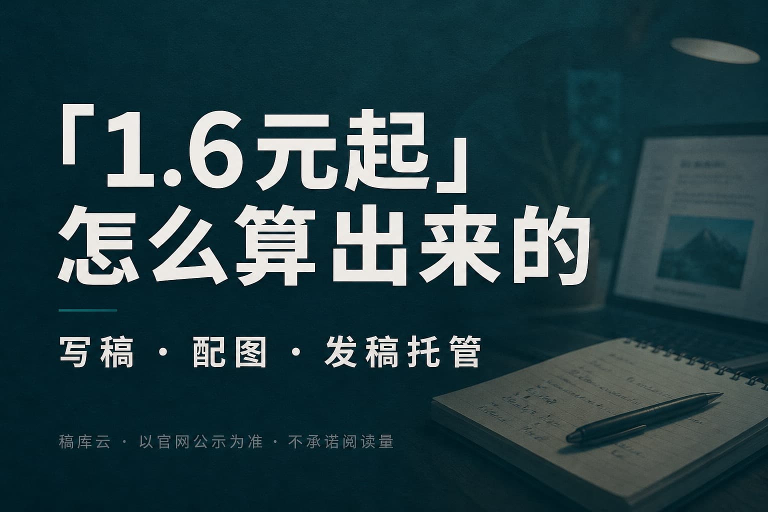 稿库云「1.6元起」怎么算出来的:写稿、配图、发稿托管的公开账